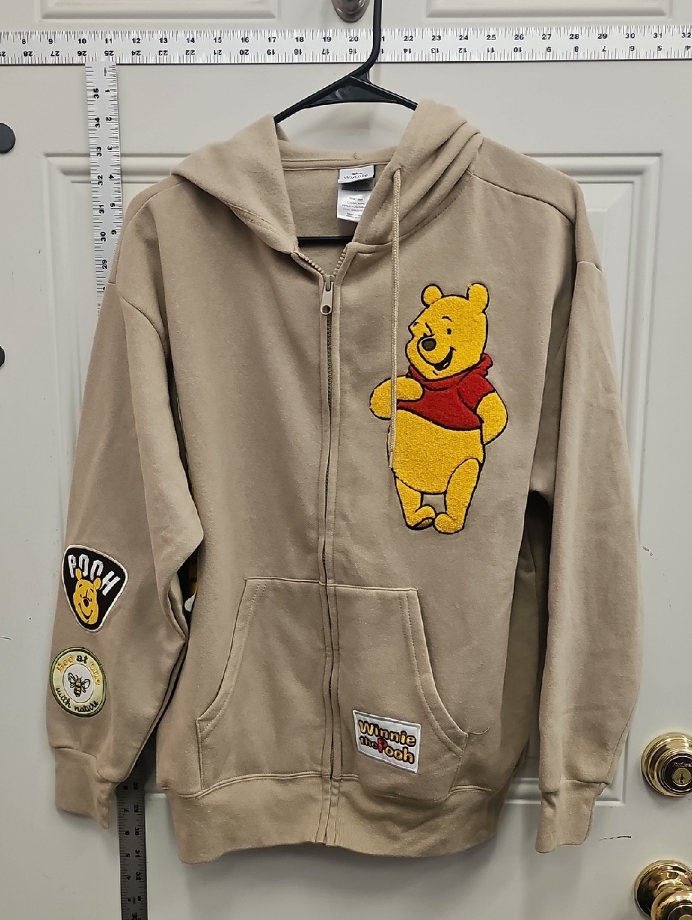 Disney, Beige, Zipper, Hoodie, Winnie,  Spring, Casual, Classic, Bear, Cozy